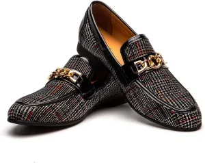 JITAI Mens Leather Shoes Pattern Printing Men's Dress Loafer Shoes Slip-on Casual Loafer Smoking Slipper