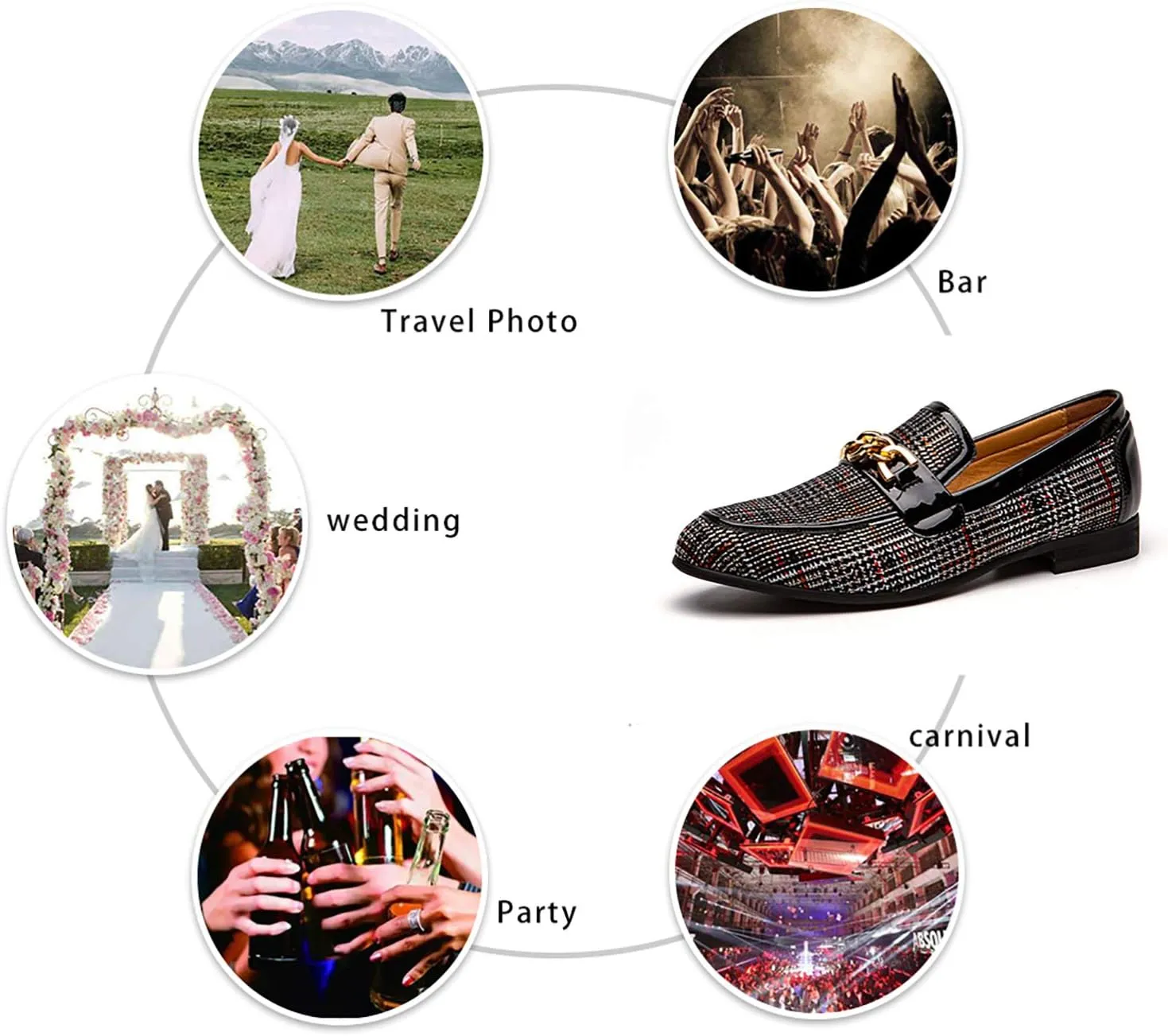 JITAI Mens Leather Shoes Pattern Printing Men's Dress Loafer Shoes Slip-on Casual Loafer Smoking Slipper