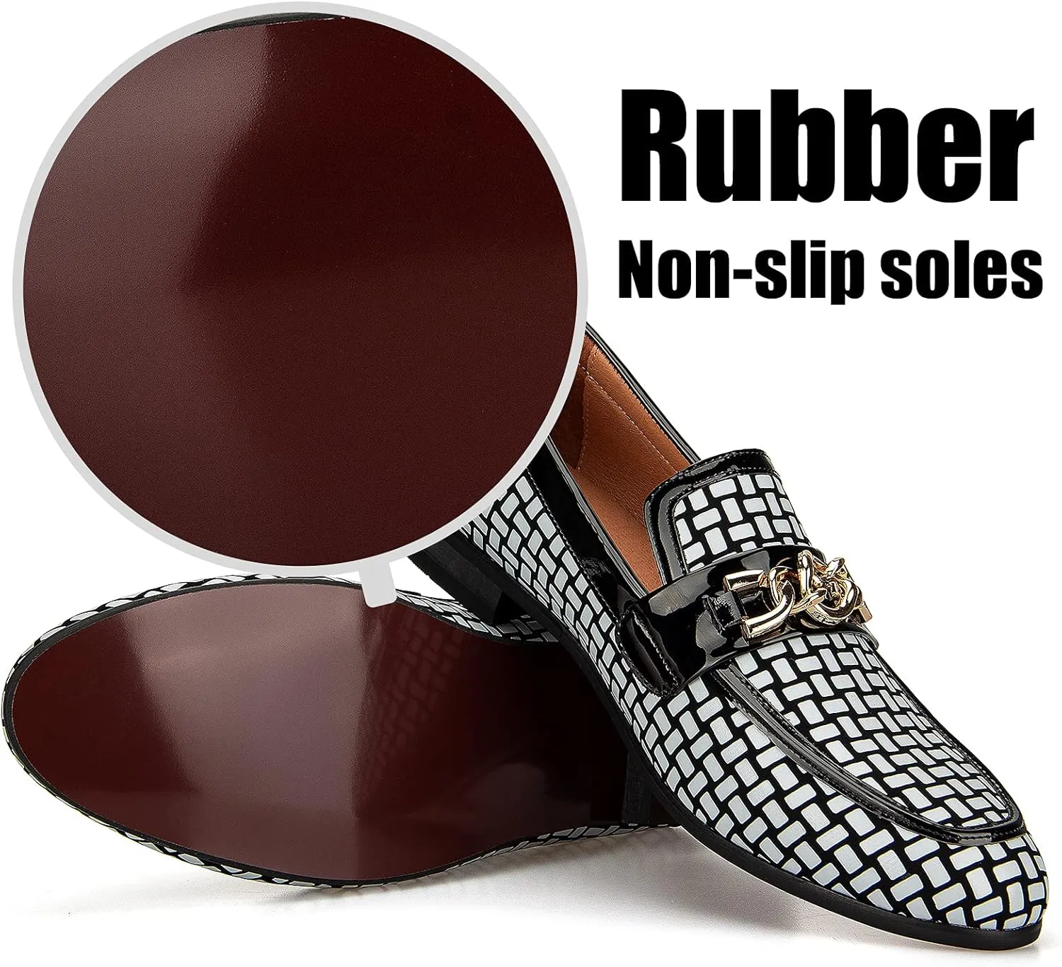 JITAI Mens Leather Shoes Pattern Printing Men's Dress Loafer Shoes Slip-on Casual Loafer Smoking Slipper