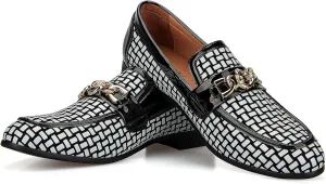 JITAI Mens Leather Shoes Pattern Printing Men's Dress Loafer Shoes Slip-on Casual Loafer Smoking Slipper