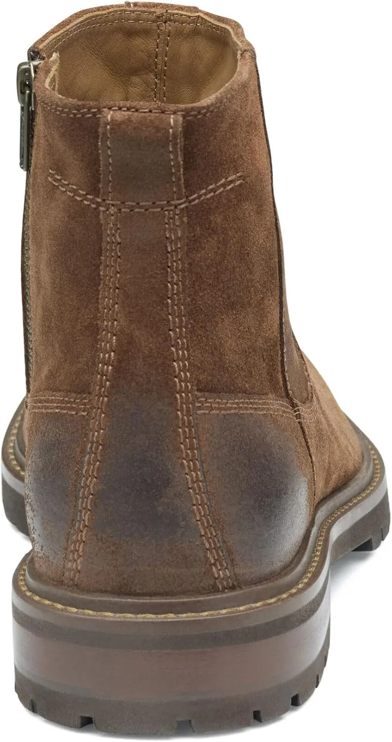 Johnston & Murphy Barrett Plain Toe Zip Boot – Classic Mens Ankle Boots, Leather Casual Boots for Men