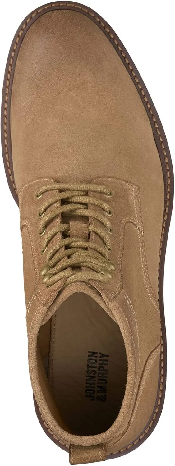 Johnston & Murphy Men’s Barrett Plain Toe Boot | Full-Grain Leather or Suede | Advanced Cushioning | Tonal & Heathered Laces | Superior Comfort
