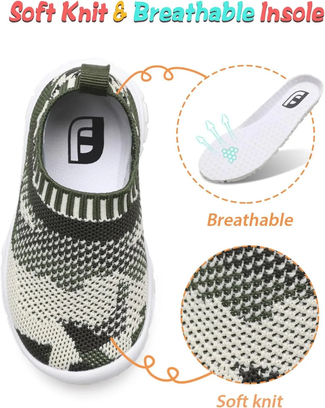 JOINFREE Toddler Boys Girls Sneaker Slip On Shoes Kids Lightweight Breathable Walking Shoes