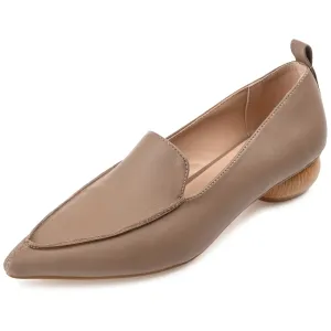 Journee Collection Womens Shoes Maggs Loafer Pointed Toe Slip On Dress Flats (Taupe, 9 Wide)