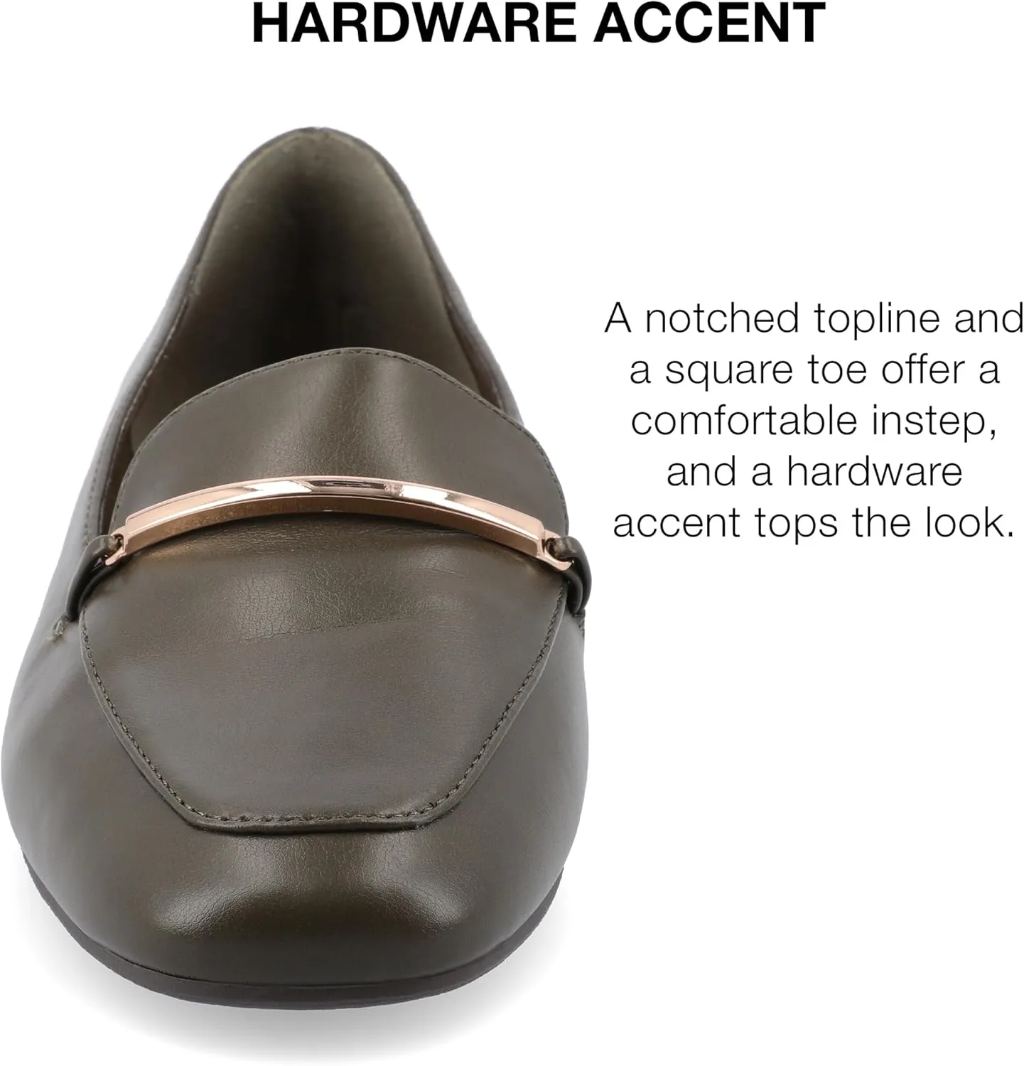 Journee Womens Loafer Flat Notched Topline Square Toe Slip-On Block Heel - Wrenn Casual Dress Shoe