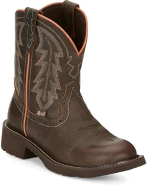 Justin Boot Company Women`s Gypsy Brown Vamp 8In Round Toe Western Boot