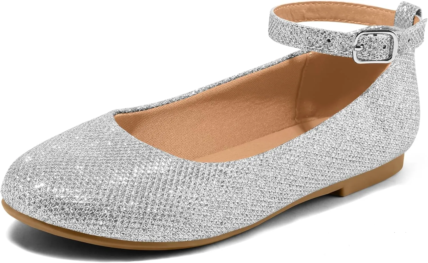 K KomForme Girl's Ballerina Flat Ankle Strap Dress Ballet Flat Shoes（Toddler/Little Kid/Big Kid）