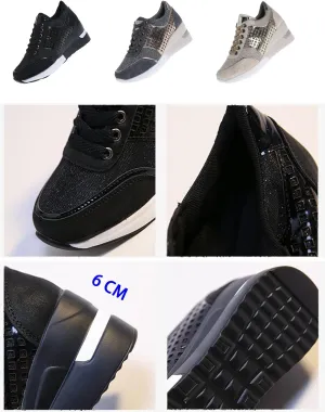 Keilinia Women's High Heeled Wedge Sneakers,2022 Fall Fashion Hidden Casual Comfort Breathable Lace Up Walking Platform Shoes