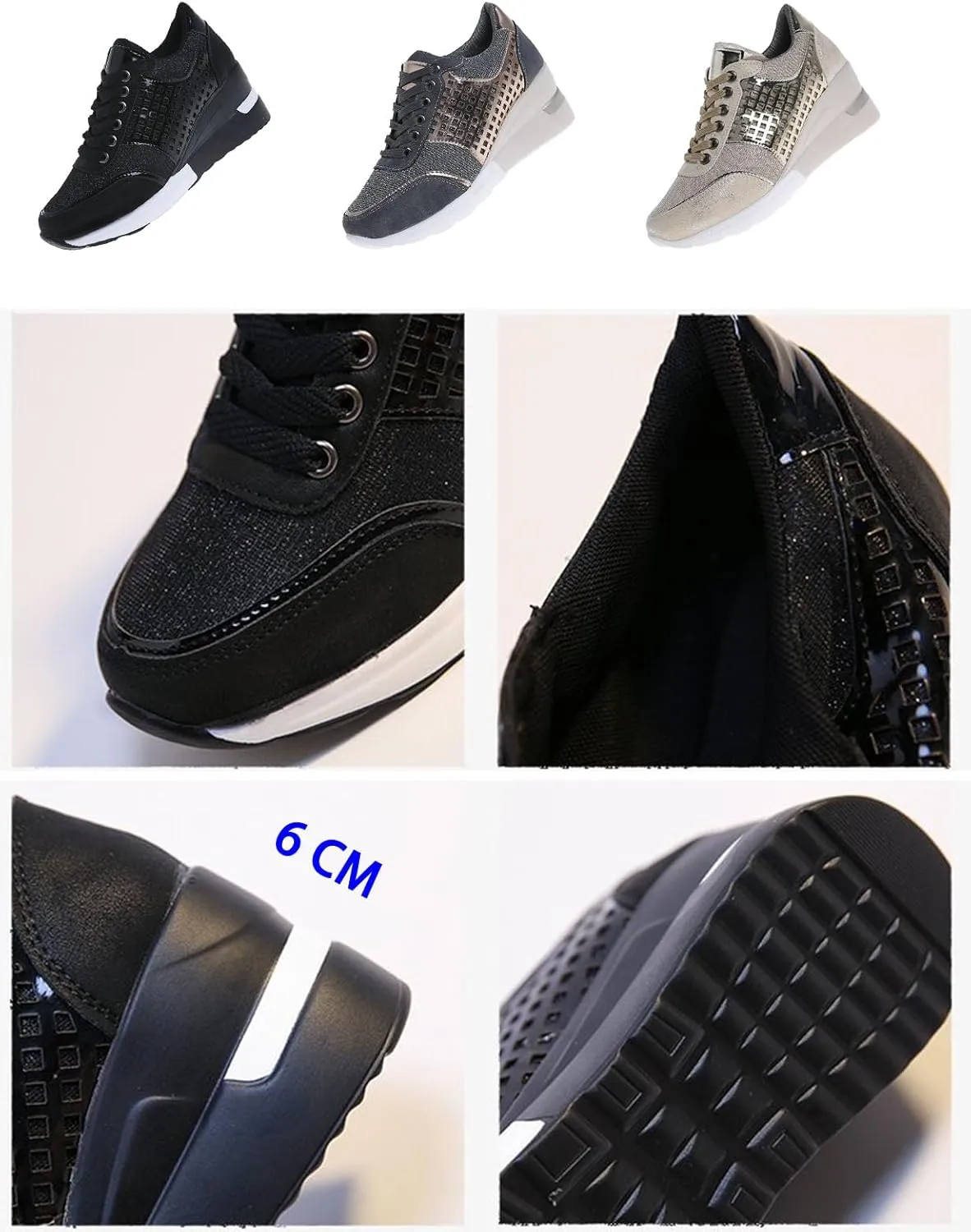 Keilinia Women's High Heeled Wedge Sneakers,2022 Fall Fashion Hidden Casual Comfort Breathable Lace Up Walking Platform Shoes