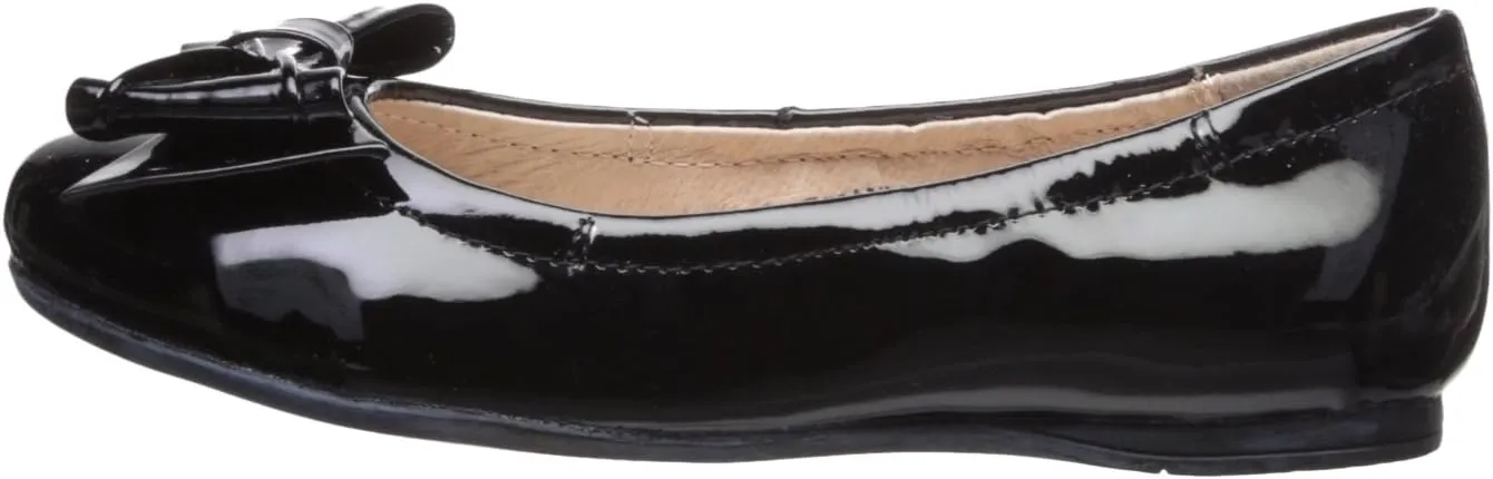 Kid's Ivana Flat with Bow, Black Gloss Patent