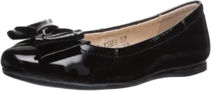 Kid's Ivana Flat with Bow, Black Gloss Patent
