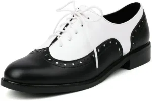 KOKOMOMO Womens Wingtip Patent Leather Pointed Low Heel Oxford Flats Vintage Brogue Shoes