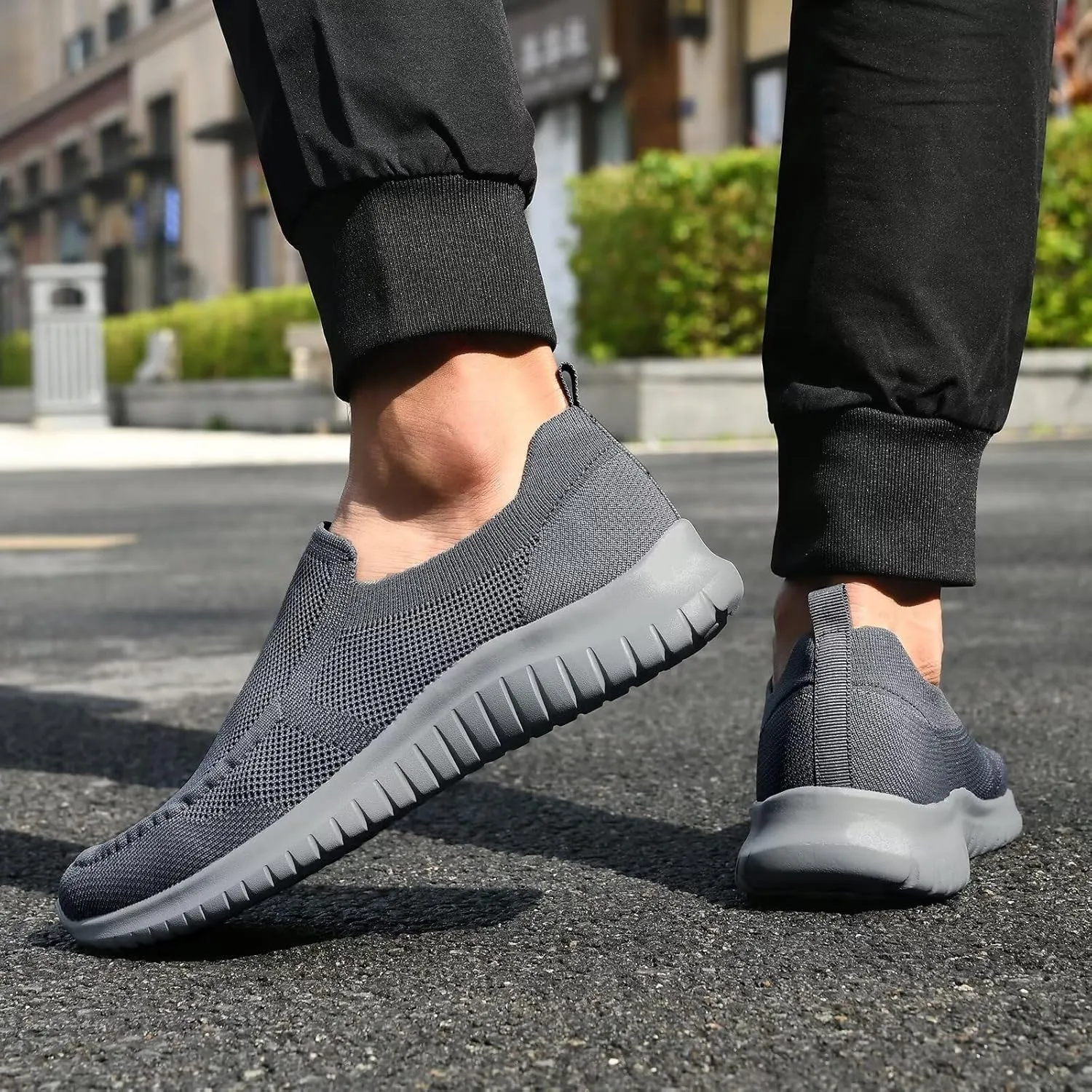 konhill Men's Breathable Tennis Shoes - Slip on Walking Casual Athletic Sneakers Shoes