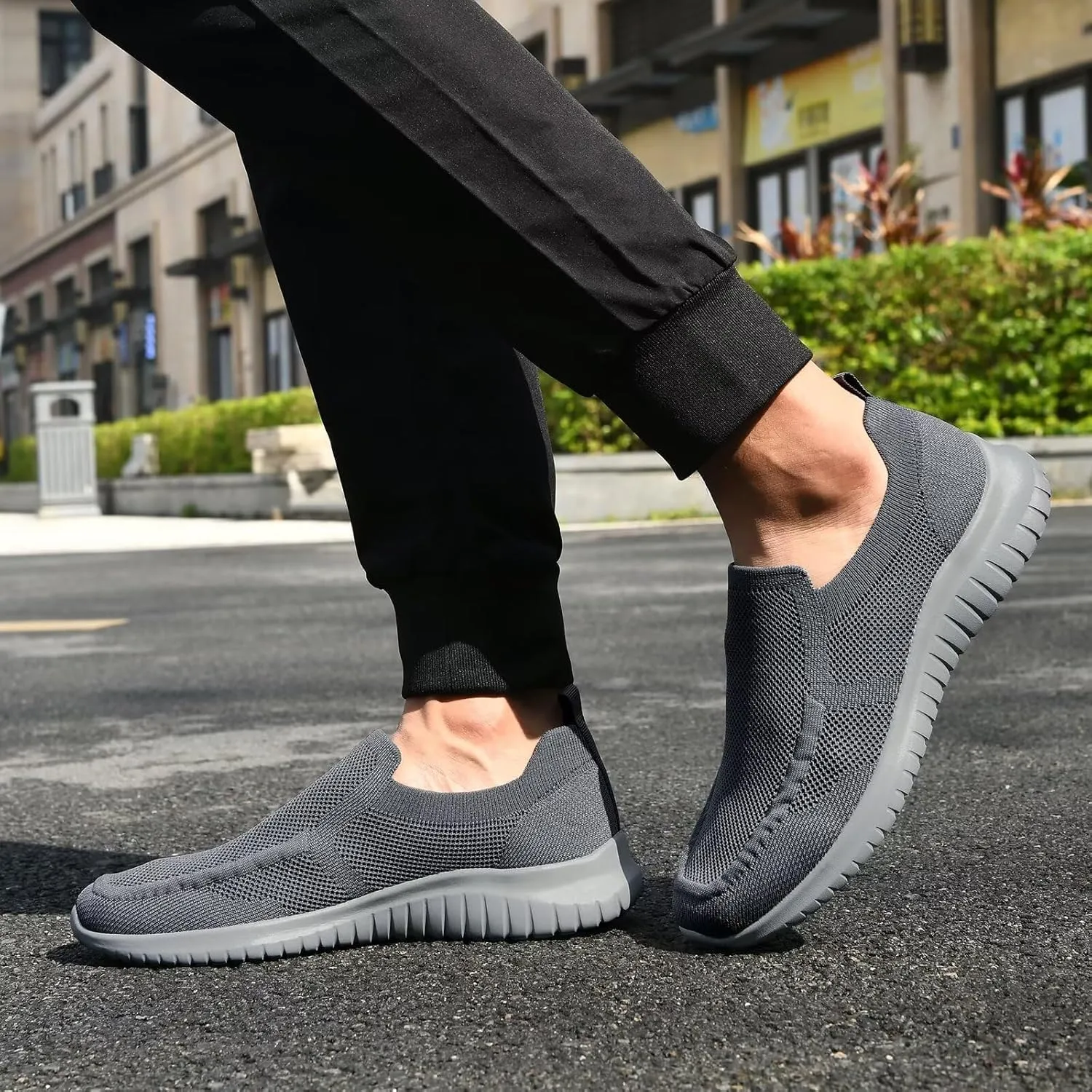 konhill Men's Breathable Tennis Shoes - Slip on Walking Casual Athletic Sneakers Shoes