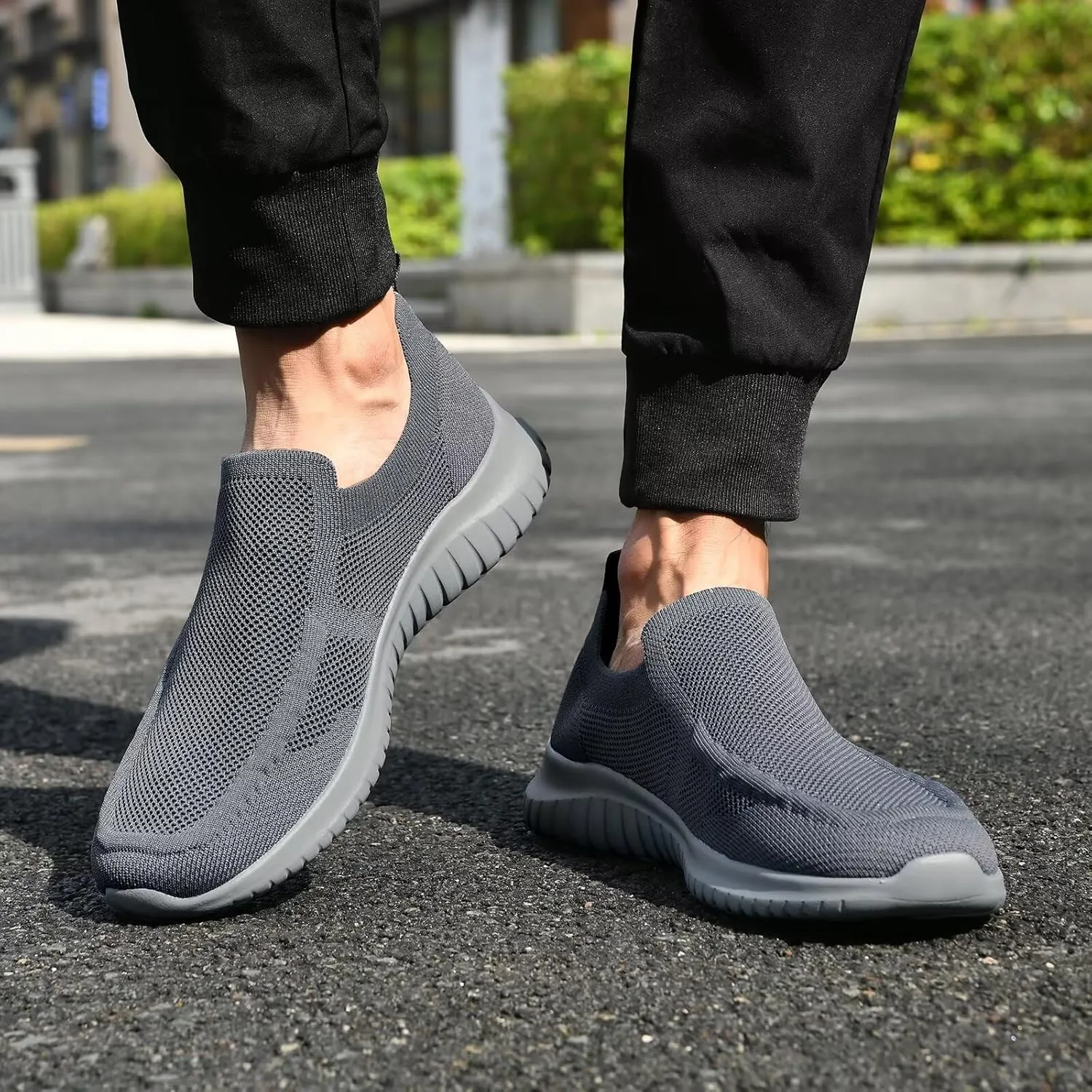 konhill Men's Breathable Tennis Shoes - Slip on Walking Casual Athletic Sneakers Shoes