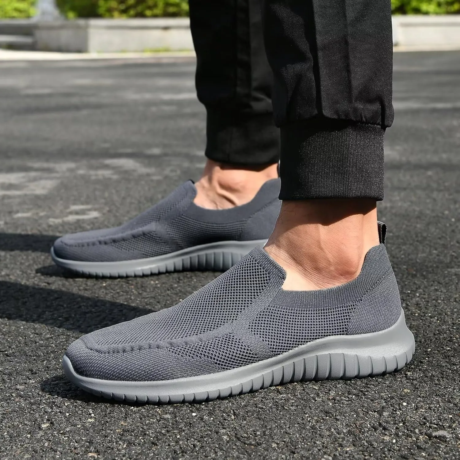 konhill Men's Breathable Tennis Shoes - Slip on Walking Casual Athletic Sneakers Shoes