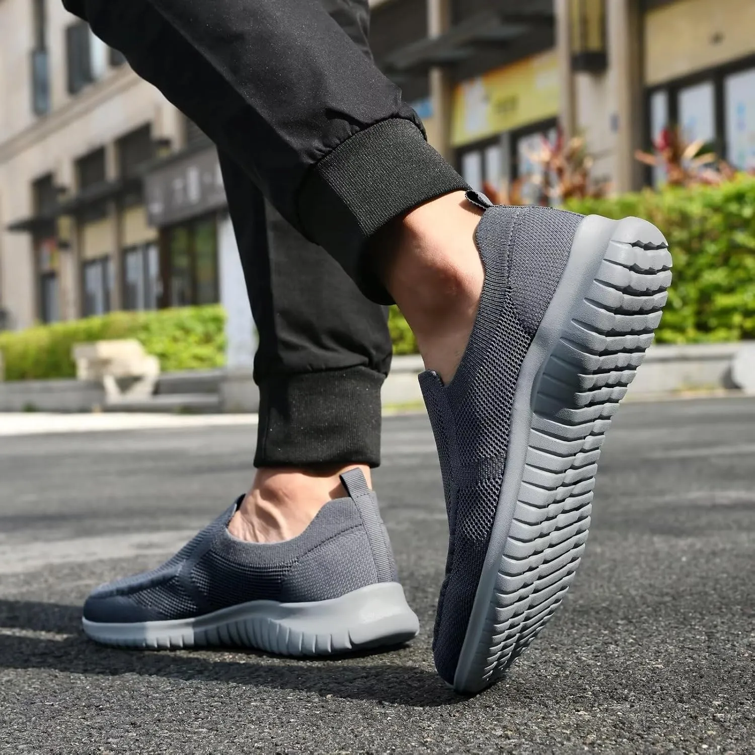 konhill Men's Breathable Tennis Shoes - Slip on Walking Casual Athletic Sneakers Shoes