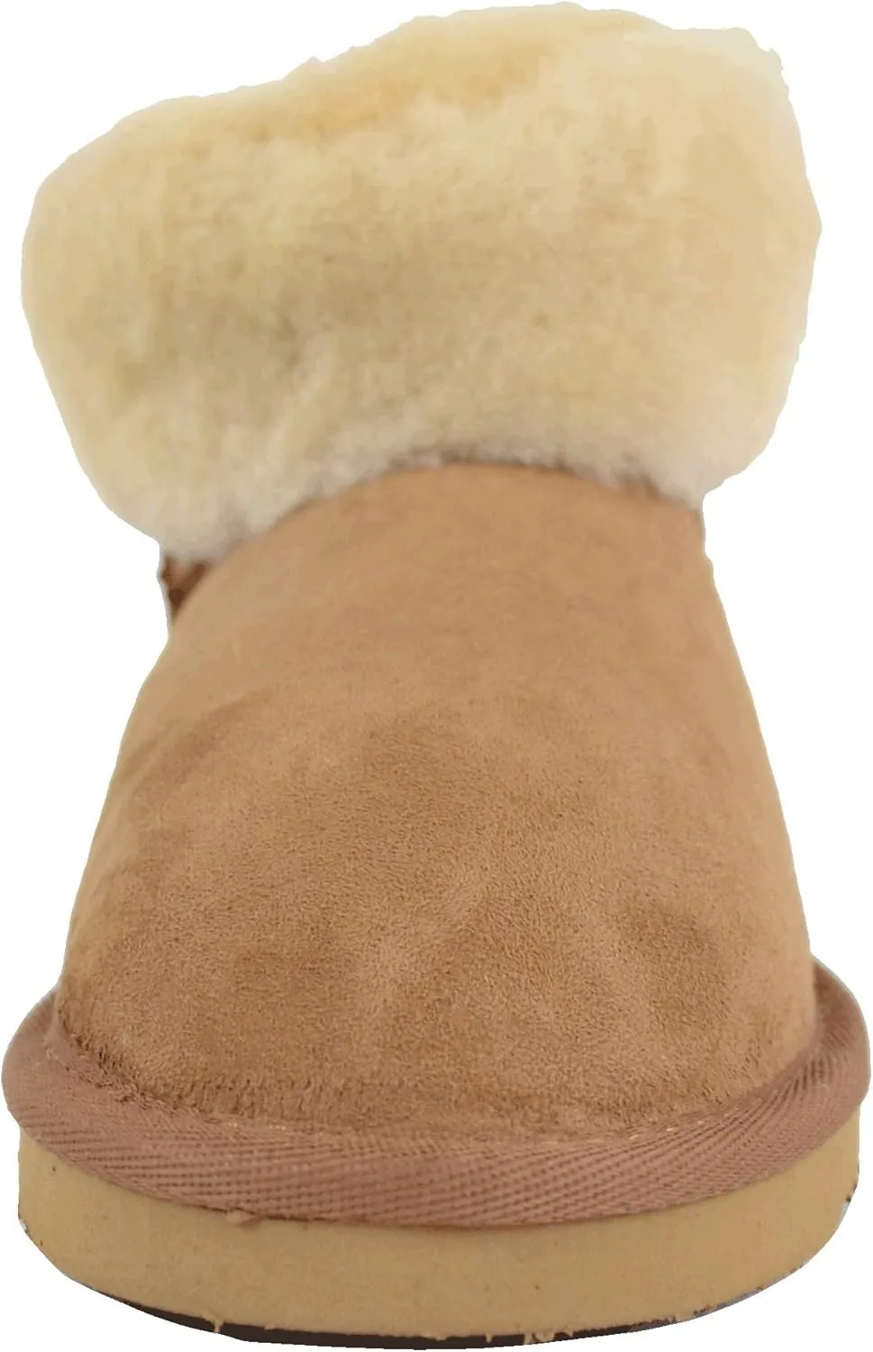 Ladies Genuine Sheepskin Lower Calf Roll Down Short Boot with Button Design