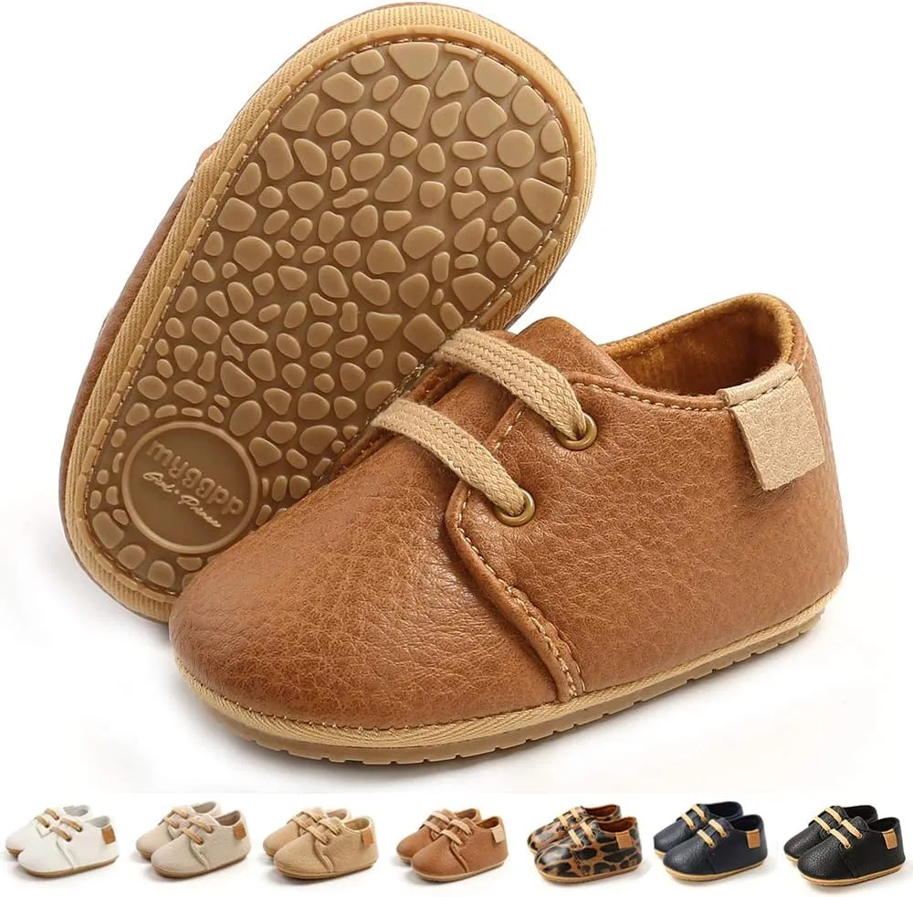 LAFEGEN Baby Boys Girls Classic PU Leather Loafers Soft Sole Oxford Dress Shoes First Walking Flat Moccasins Casual Sneaker