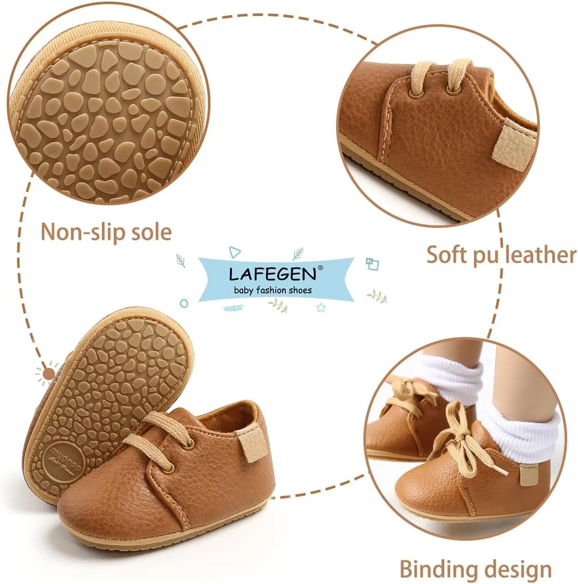 LAFEGEN Baby Boys Girls Classic PU Leather Loafers Soft Sole Oxford Dress Shoes First Walking Flat Moccasins Casual Sneaker