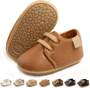 LAFEGEN Baby Boys Girls Classic PU Leather Loafers Soft Sole Oxford Dress Shoes First Walking Flat Moccasins Casual Sneaker