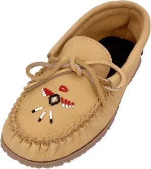 Laurentian Chief Women's Moose Hide Leather Beaded Moccasin Shoes