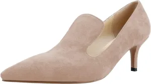 LEMUTISME Women's Stylish Pointed Toe 2 Inches Comfort Slip On Low Kitten Heel Dress Loafer Pumps for Work Office Business