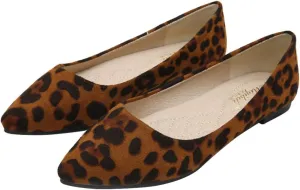 Leopard Print Ballet Flat Shoes Women Classic Pointed Low Heel Mules Comfortable Wedding Party Shoes
