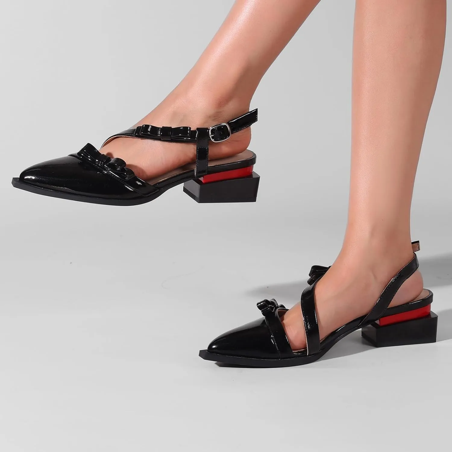 LingxiaUne Shoes for Women Fashion Forward Elegant Dressy Womens Pumps and Loafers with Low Chunky Heel and Sleek Pointed Toe Design Fashion Forward