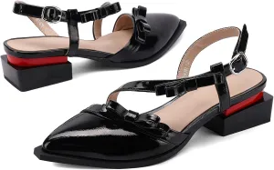 LingxiaUne Shoes for Women Fashion Forward Elegant Dressy Womens Pumps and Loafers with Low Chunky Heel and Sleek Pointed Toe Design Fashion Forward