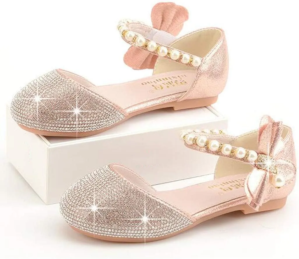 Little Girl's Adorable Sparkle Mary Jane Ballerina Flat Princess Flower Wedding Party Dress Shoes