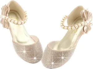 Little Girl's Adorable Sparkle Mary Jane Ballerina Flat Princess Flower Wedding Party Dress Shoes