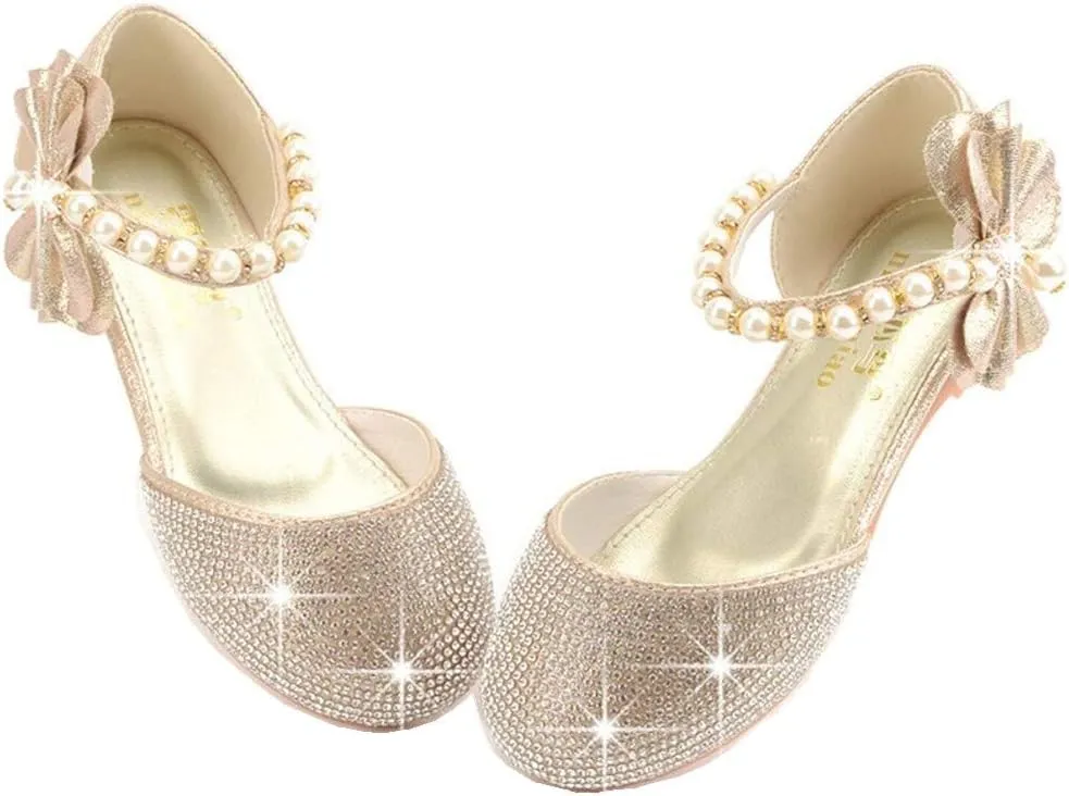 Little Girl's Adorable Sparkle Mary Jane Ballerina Flat Princess Flower Wedding Party Dress Shoes