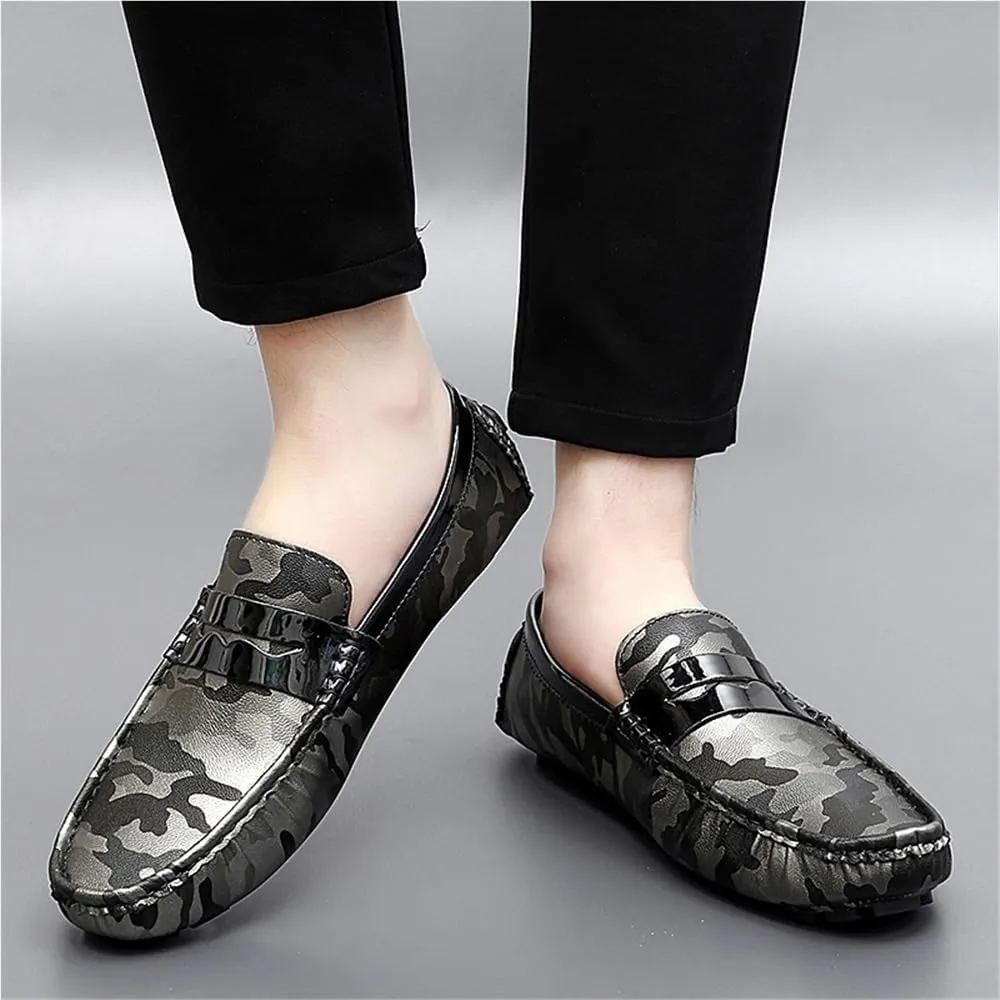 Loafers for Men Colorful Vegan Leather Anti-Slip Slip Resistant Flat Heel Party Slip-On Boat Shoes for Traveling Driving