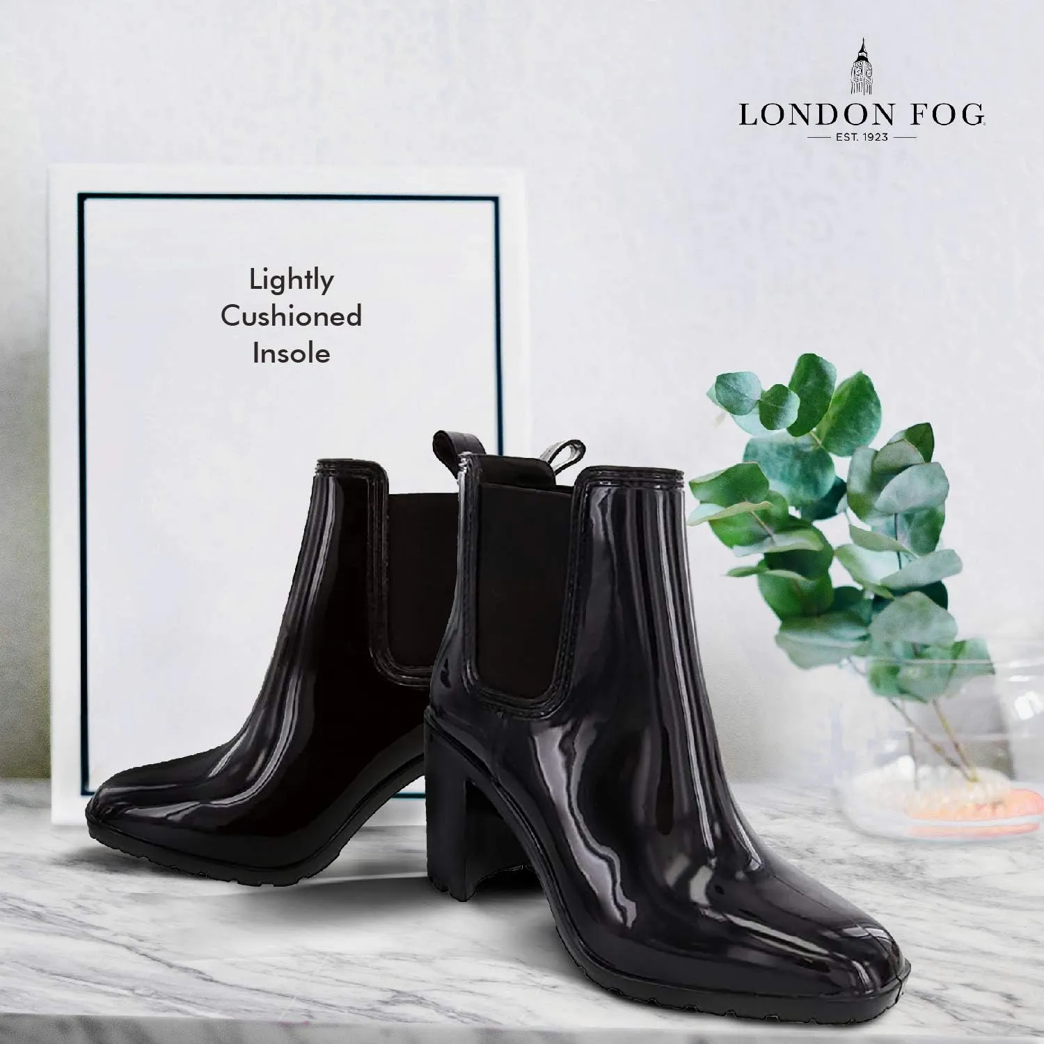 LONDON FOG Womens Prite High Heeled Rain Boot