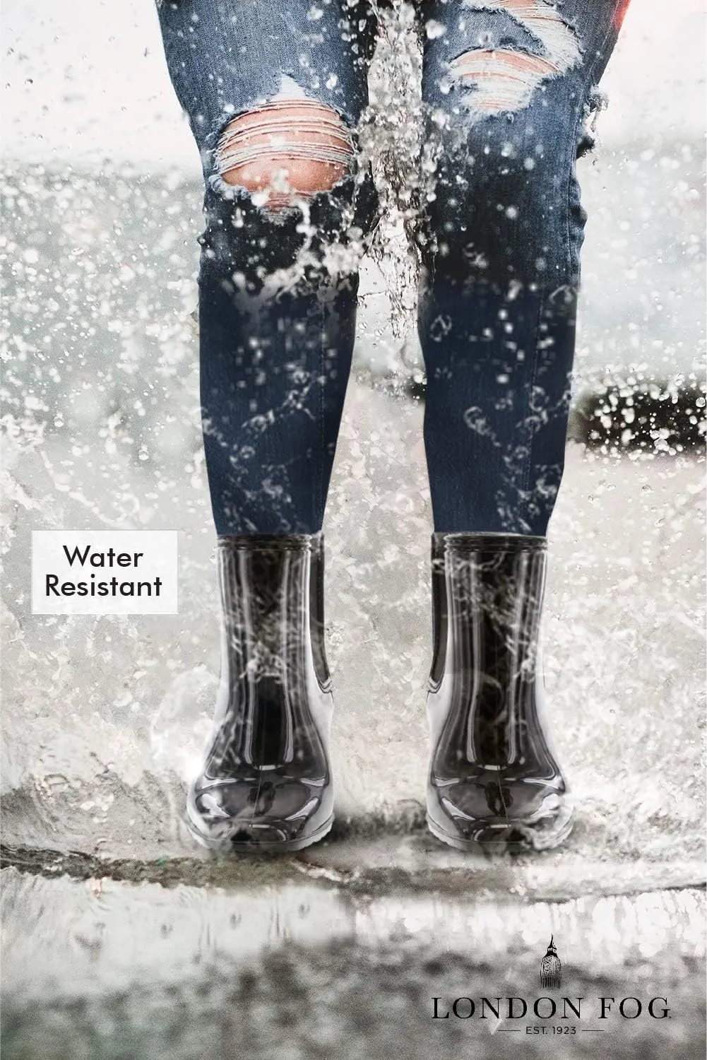 LONDON FOG Womens Prite High Heeled Rain Boot