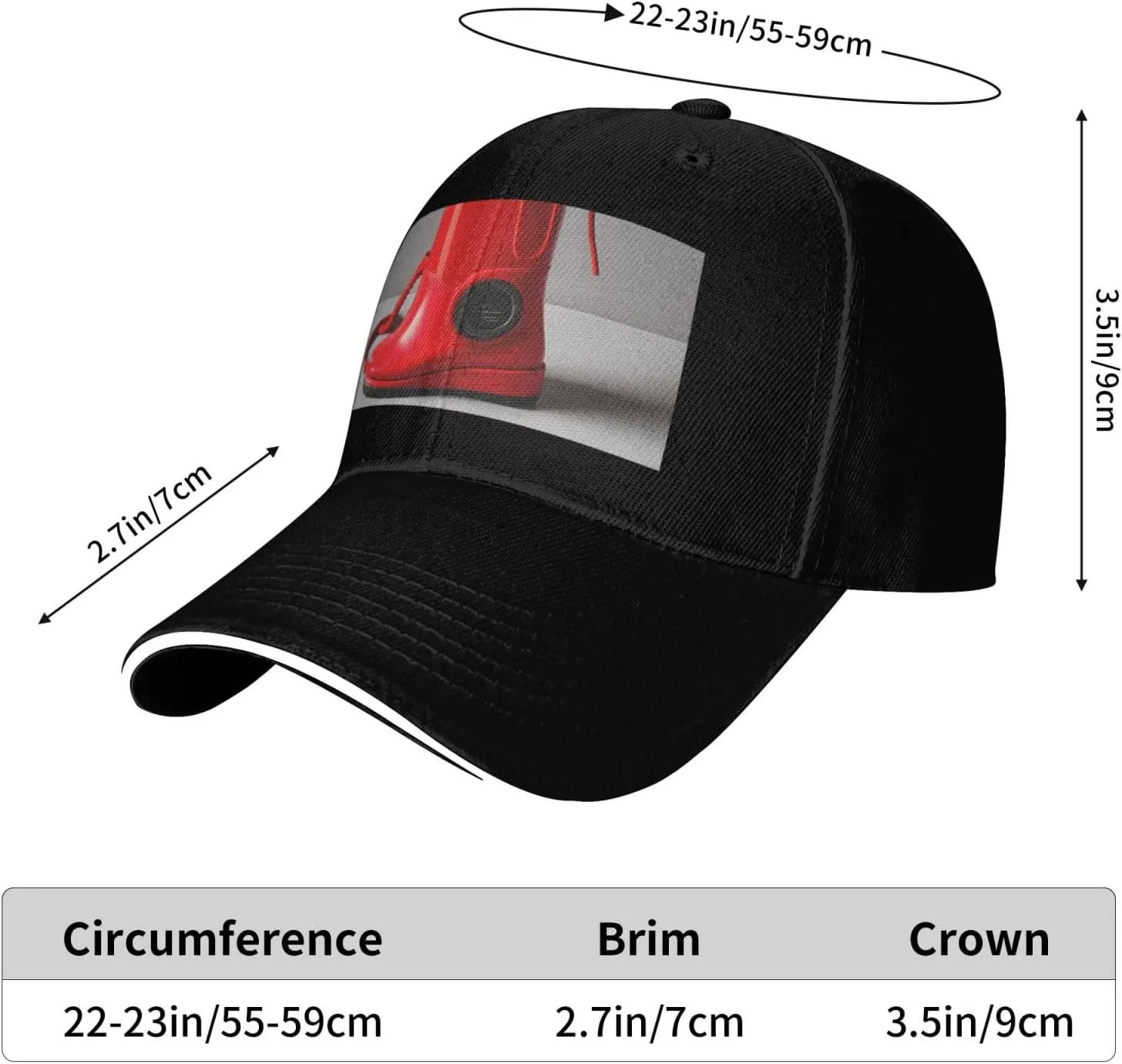 London Red Telephone Boot Print Custom Baseball Cap for Men,Adjustable Back,and Sweatband,Suitable for All Seasons