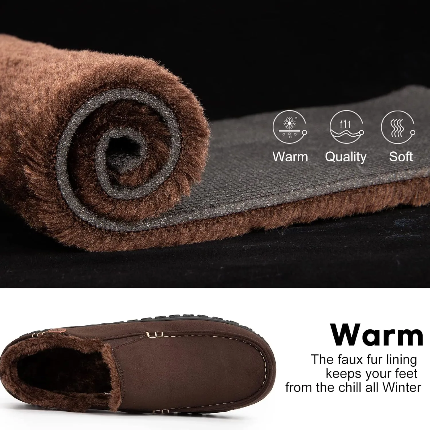 LongBay Men's Moccasin Slippers Cozy Breathable Memory Foam House Shoes for Indoor Outdoor