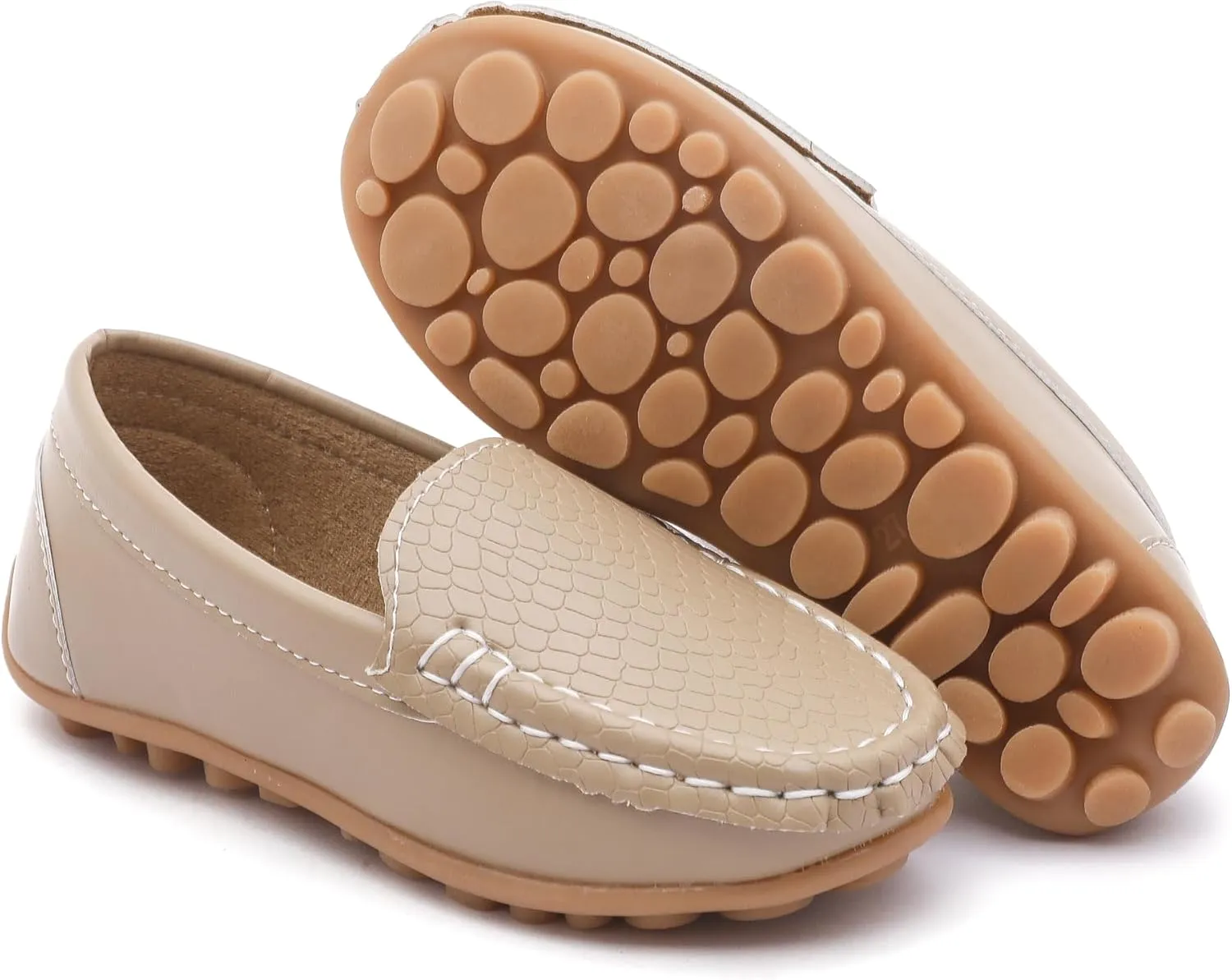 LONSOEN Toddler Little Kid Boys Girls Soft Slip On Loafers Dress Flat Shoes