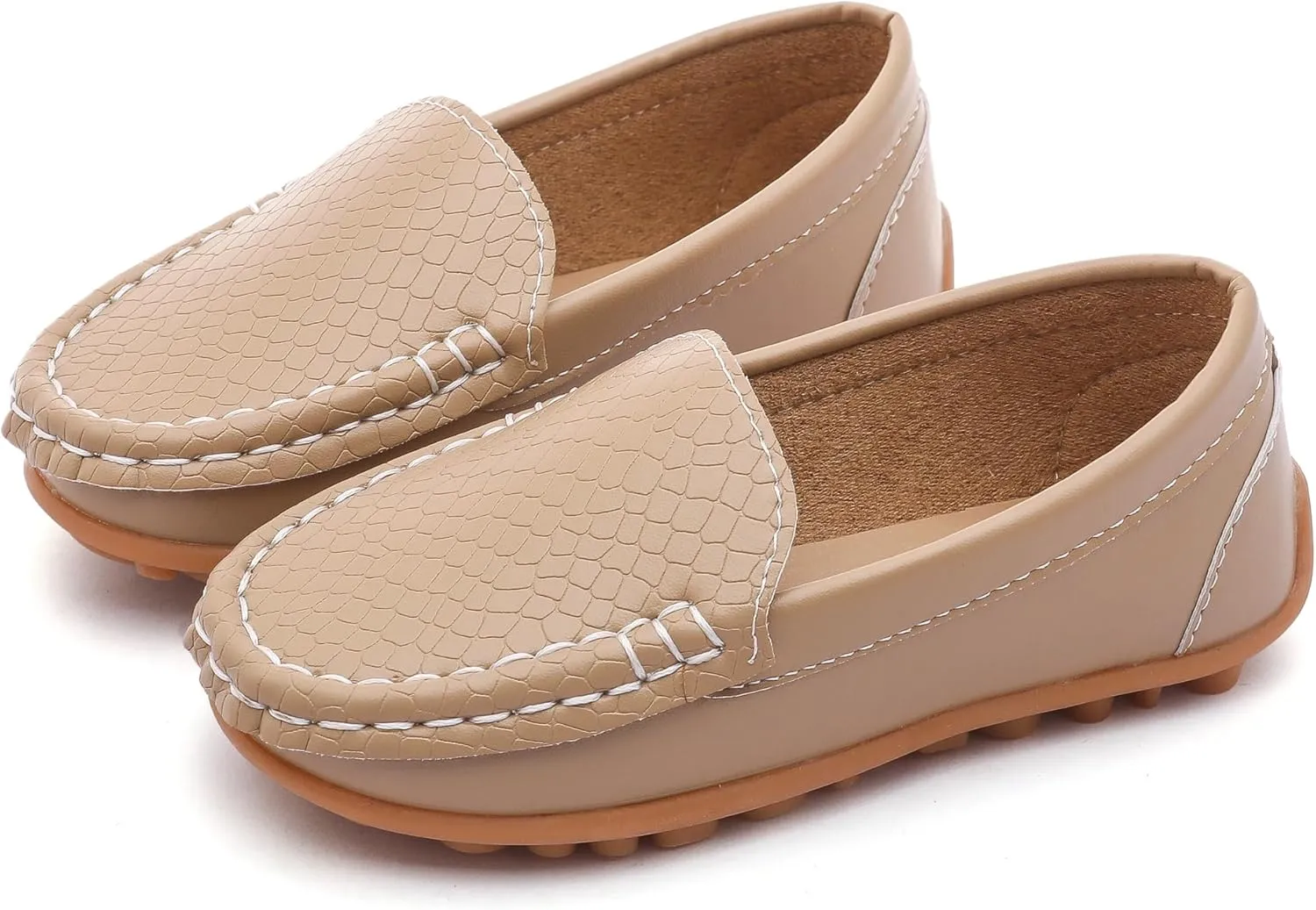 LONSOEN Toddler Little Kid Boys Girls Soft Slip On Loafers Dress Flat Shoes