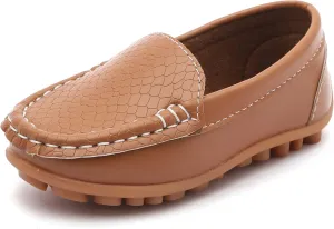 LONSOEN Toddler Little Kid Boys Girls Soft Slip On Loafers Dress Flat Shoes
