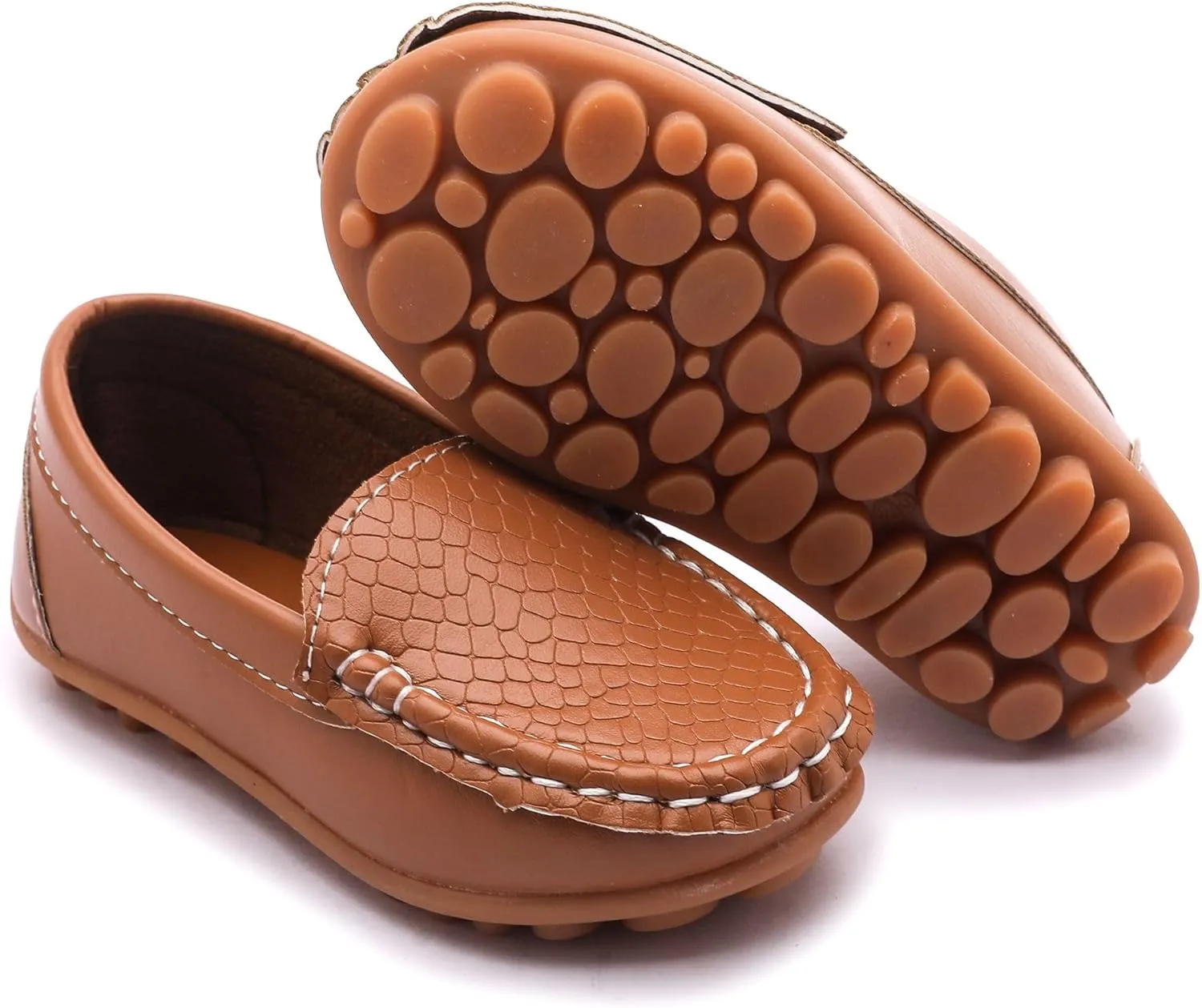 LONSOEN Toddler Little Kid Boys Girls Soft Slip On Loafers Dress Flat Shoes