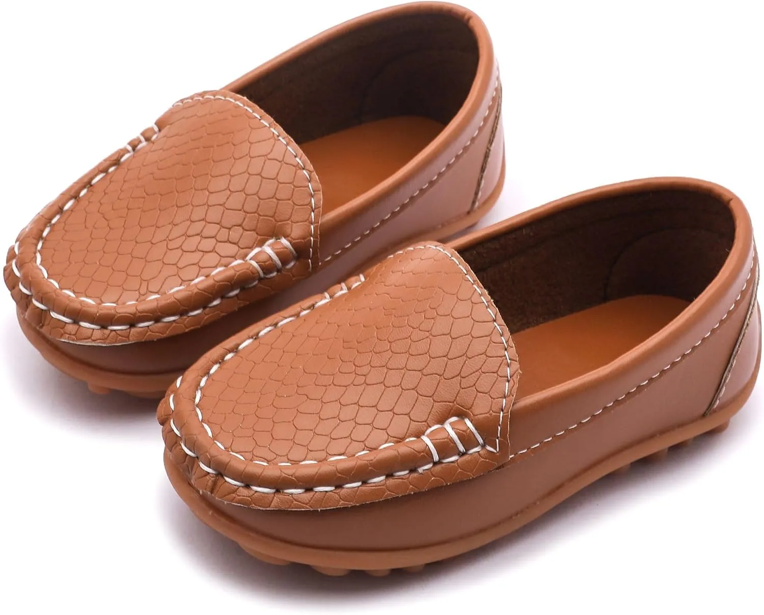 LONSOEN Toddler Little Kid Boys Girls Soft Slip On Loafers Dress Flat Shoes