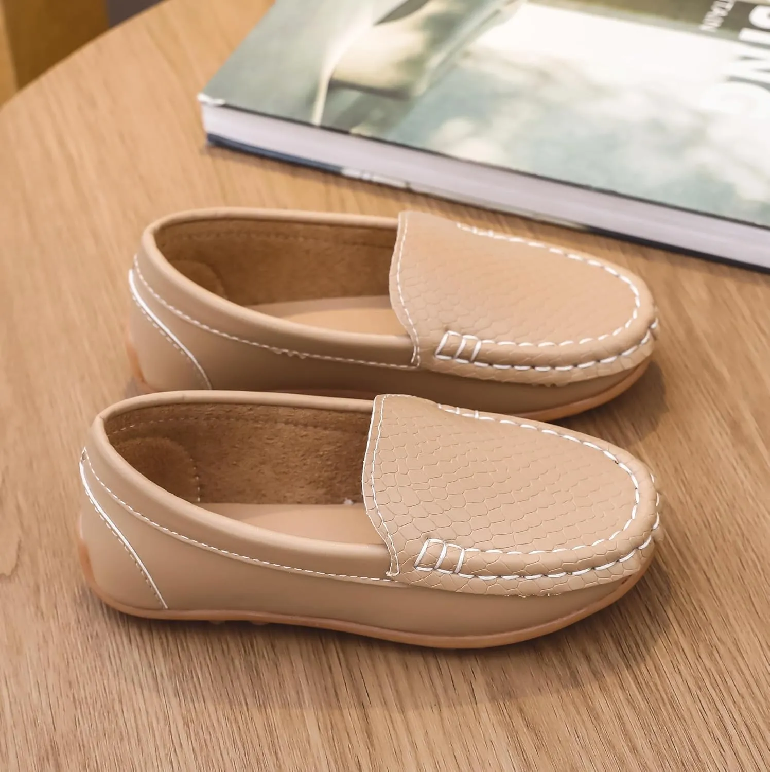 LONSOEN Toddler Little Kid Boys Girls Soft Slip On Loafers Dress Flat Shoes