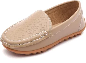 LONSOEN Toddler Little Kid Boys Girls Soft Slip On Loafers Dress Flat Shoes