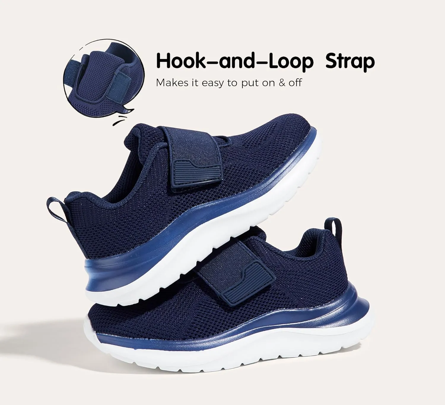 LUCKY STEP Boys Girls Tennis Shoes Kids Unisex Walking Running School Athletic Hook and Loops Strap Breathable for Toddler/Little Kid/Big Kid
