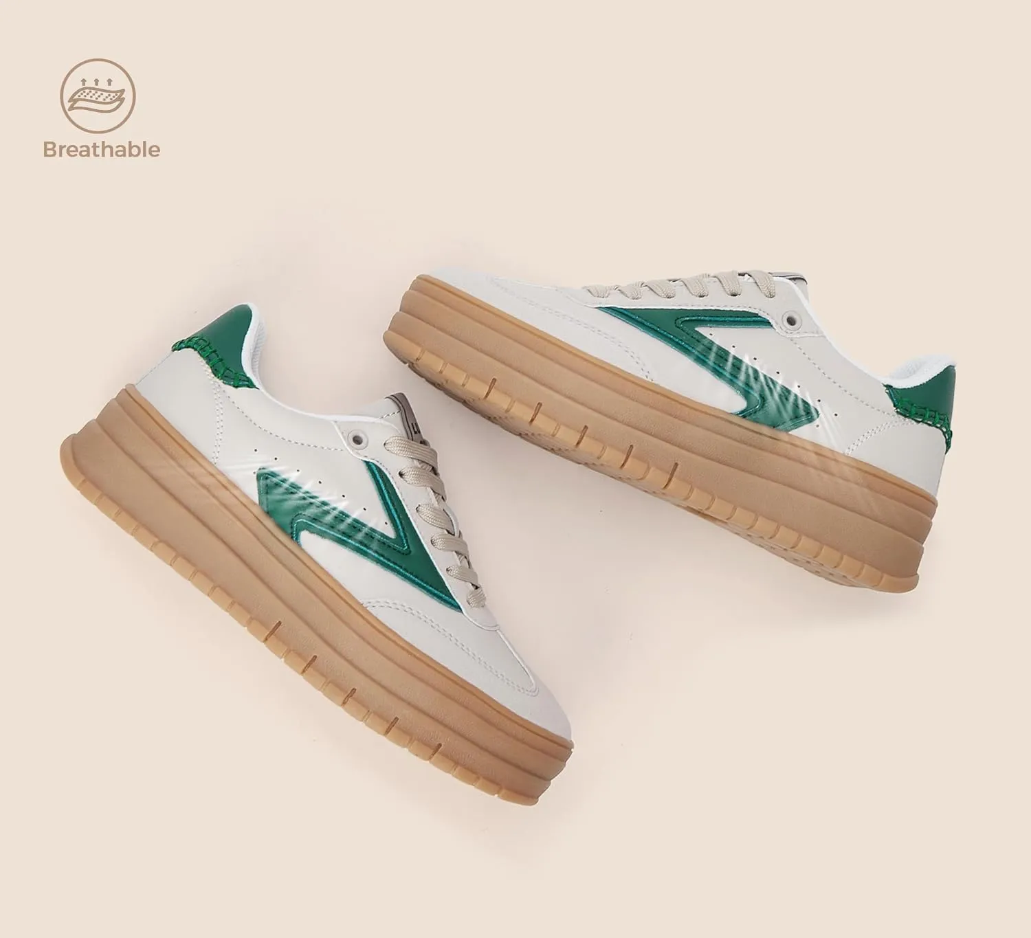 LUCKY STEP Women's Platform Sneakers Gum Sole Suede Casual Classic Retro Rubber Thick Sole Trendy Fashion Tennis Walking Shoes