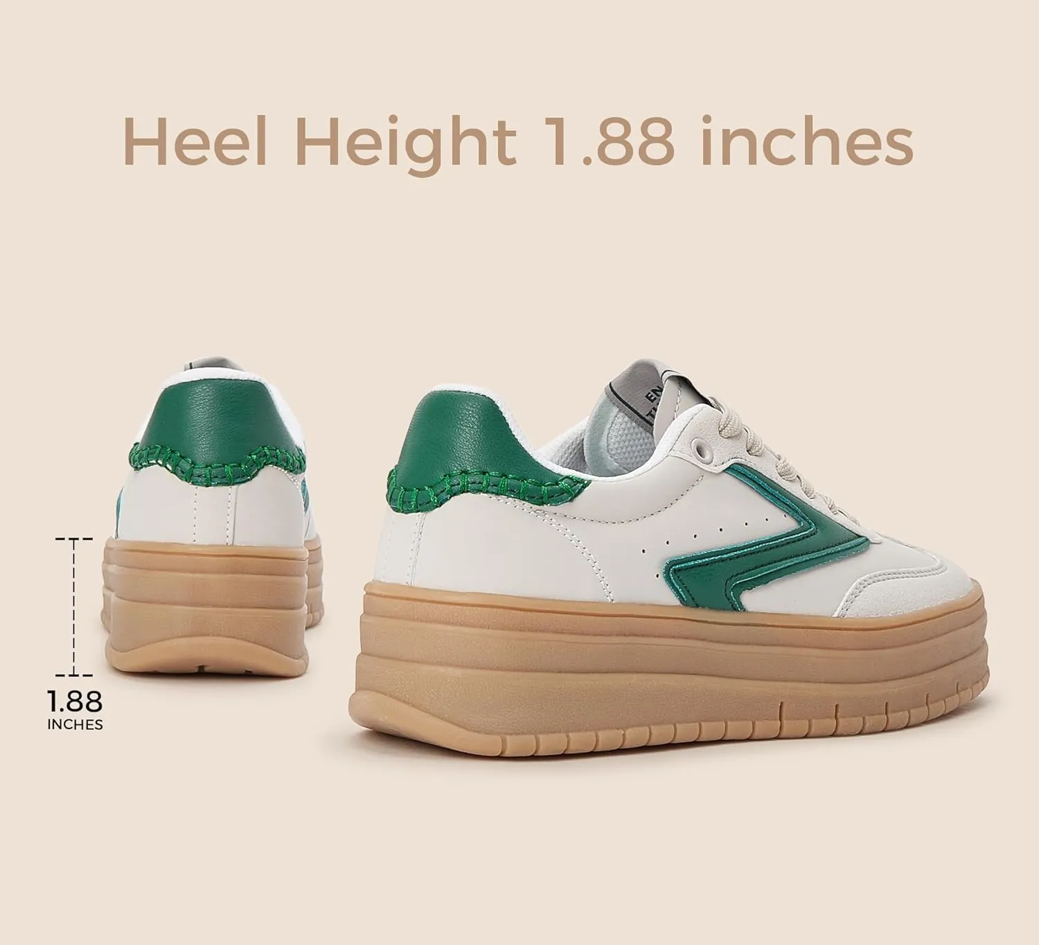 LUCKY STEP Women's Platform Sneakers Gum Sole Suede Casual Classic Retro Rubber Thick Sole Trendy Fashion Tennis Walking Shoes