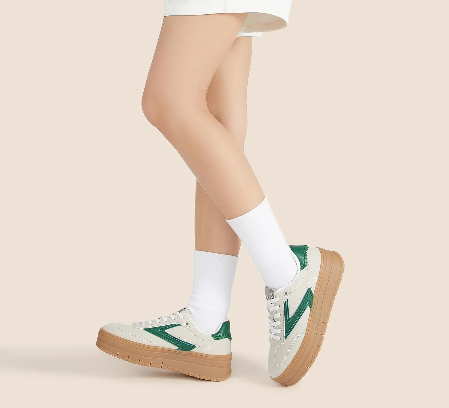 LUCKY STEP Women's Platform Sneakers Gum Sole Suede Casual Classic Retro Rubber Thick Sole Trendy Fashion Tennis Walking Shoes