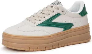 LUCKY STEP Women's Platform Sneakers Gum Sole Suede Casual Classic Retro Rubber Thick Sole Trendy Fashion Tennis Walking Shoes